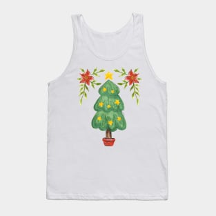 Cute Watercolor Christmas Tree Tank Top